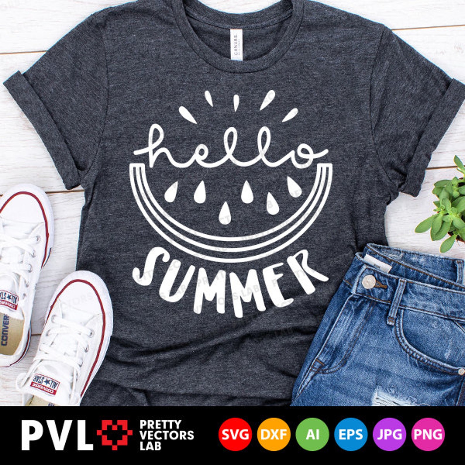 Hello Summer Svg Watermelon Svg Summer Cut Files Vacation | Etsy