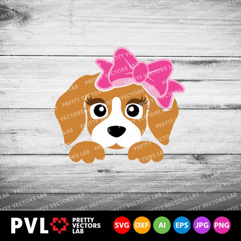 Puppy Face Svg Cute Dog With Bow Svg Girl Svg Dxf Eps - Etsy