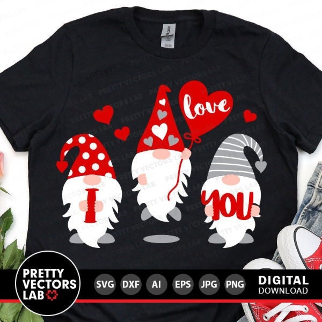 Valentine Gnomes Svg, Valentine's Day Cut Files, Three Gnomes Svg Dxf ...
