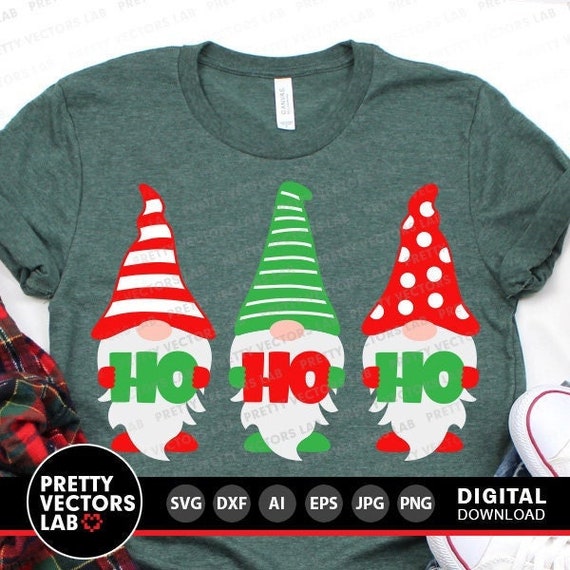 Christmas Gnomes Svg, Christmas Svg, Three Gnomes Svg Dxf Eps Png, Holidays Cut File, Ho Ho Ho Clipart, Santa Svg, Winter, Silhouette Cricut