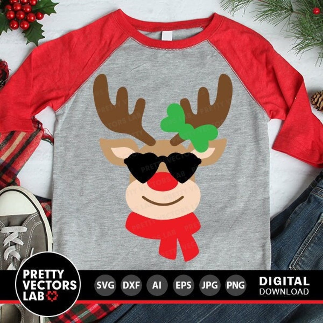 Christmas Svg, Girl Reindeer Svg, Reindeer With Sunglasses Svg Dxf Eps ...