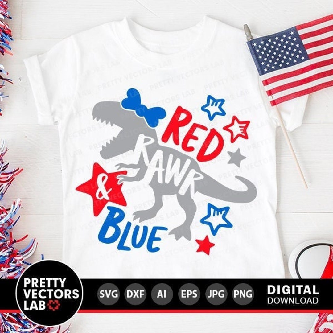 4th of July Svg Patriotic Dinosaur Svg Girls USA T-rex Cut - Etsy