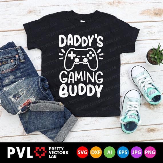 Daddy's Gaming Buddy Svg, Baby Svg, Kids Cut Files, Video Games Svg, Dxf, Eps, Png, Toddler Funny Quote Svg, New Baby Svg, Silhouette Cricut