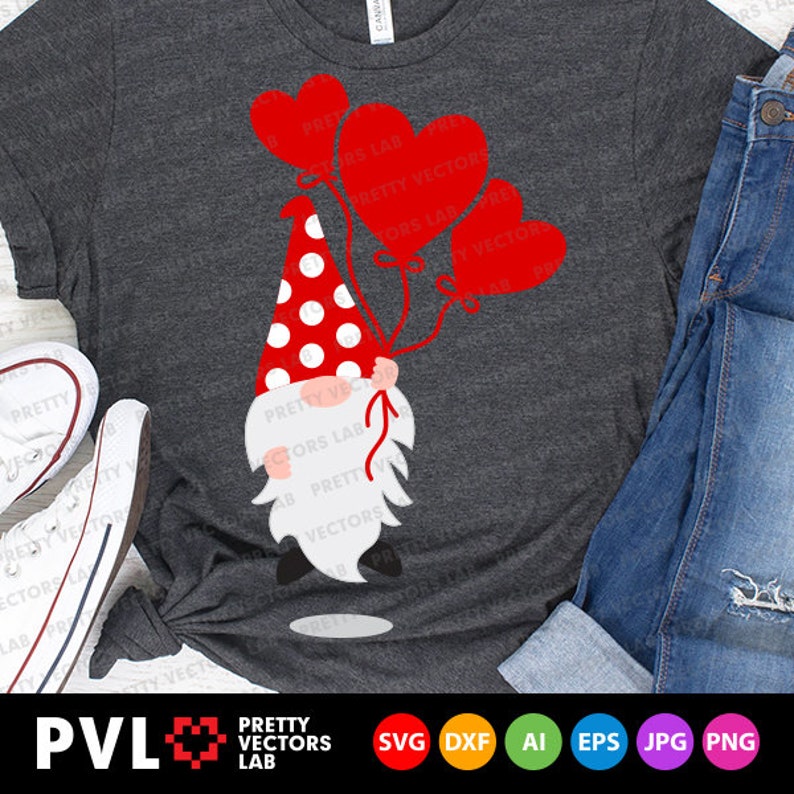 Download Gnome with Balloon Heart Svg Valentine's Day Svg Dxf Eps ...