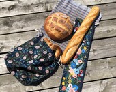 Individual or Set bread bag of 2 bread bags Baguette Miche croissants bagels 100 Cotton bulk