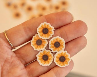 Mini Waterproof Sunflower Stickers | Pack of 5 | Flower 1/2 inch stickers