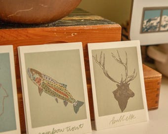 Vintage Polaroid Animal Prints | Trout | Moose | Salmon | Elk | 74 lb Cardstock | Outdoorsy, Granola Girl, Nature Inspired