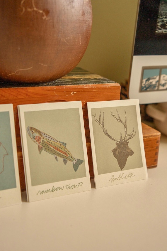 Vintage Polaroid Animal Prints | Trout | Moose | Salmon | Elk | 74 lb Cardstock | Outdoorsy, Granola Girl, Nature Inspired