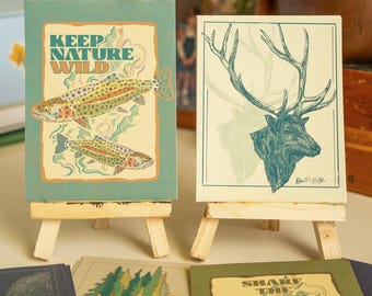 Vintage Nature Prints: Outdoorsy Wall Art on Cardstock (3.75” x 5”)