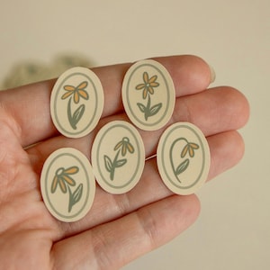 Mini Vintage Flower Sticker Pack of 5 | Waterproof 1/2 Inch Stickers (With Bulk Options)