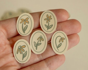 Mini Vintage Flower Sticker Pack of 5 | Waterproof 1/2 Inch Stickers (With Bulk Options)
