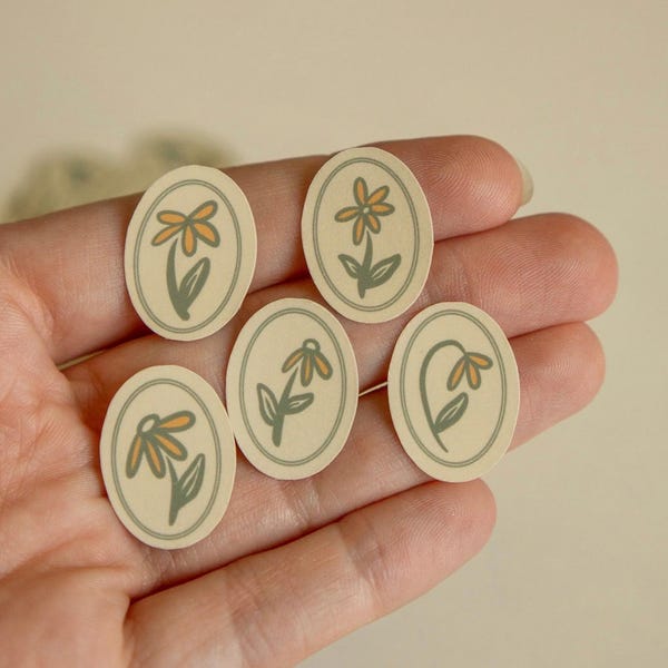 Mini Vintage Flower Sticker Pack of 5 | Waterproof 1/2 Inch Stickers (With Bulk Options)