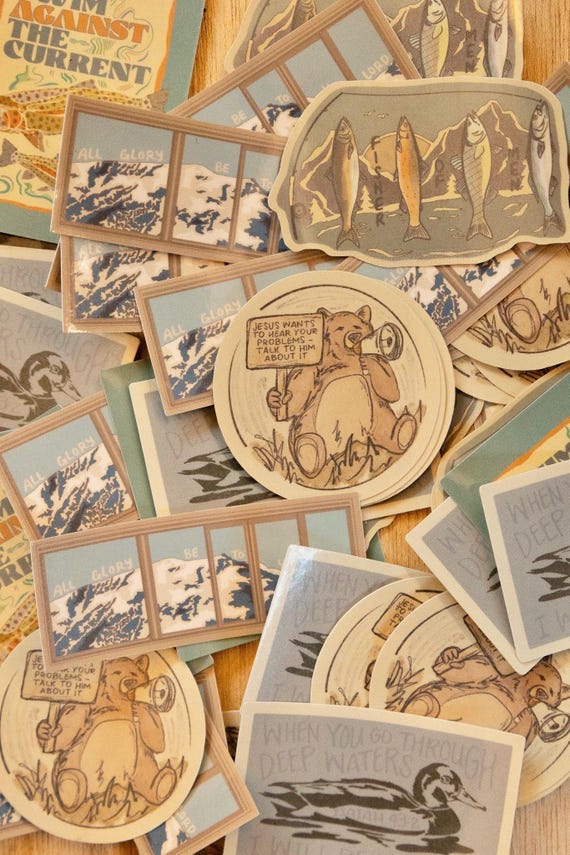Outdoorsy Christian Sticker Pack | Animal + Nature Inspired Faith-Based Waterproof Stickers