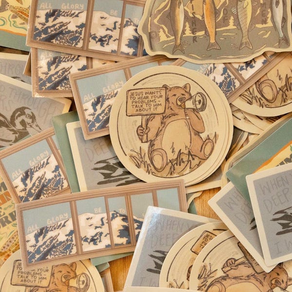 Outdoorsy Christian Sticker Pack | Animal + Nature Inspired Faith-Based Waterproof Stickers