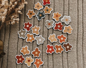 mini boho flower sticker packs - pack of 5 - 1/2 inch stickers (bulk order available) waterproof