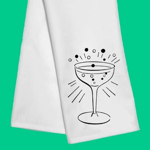 New Years BUBBLY Dish Towel NOT a heat transfer