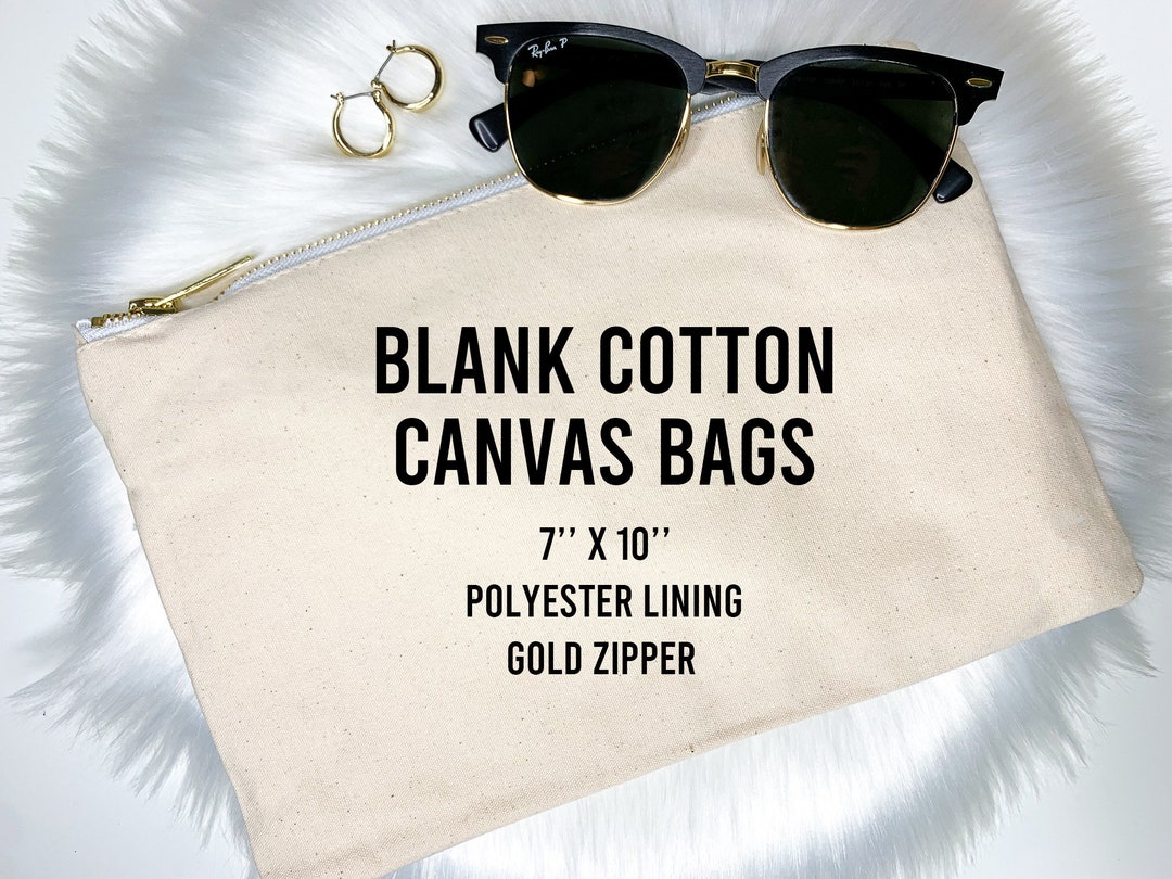 Blank Cotton Canvas Make up Bags Gold Zipper 7 X 10 Inches Etsy