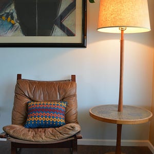 Martz Marshall Studios Ceramic and Teak Floor Lamp