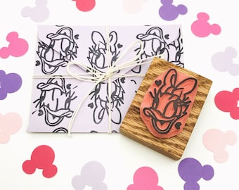 Daisy rubber stamp - hand carved rubber stamp - Duck rubber stamp - fab five rubber stamp