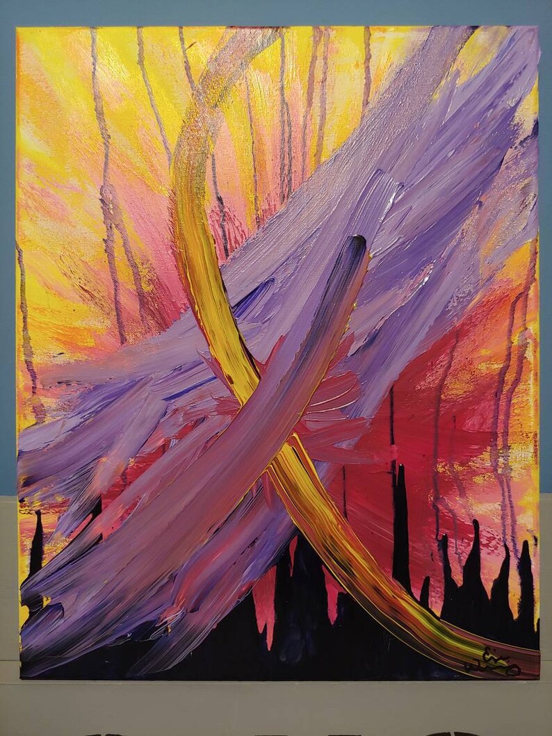 Upside Down Original Abstract Painting 16x20 Acrylic on Etsy
