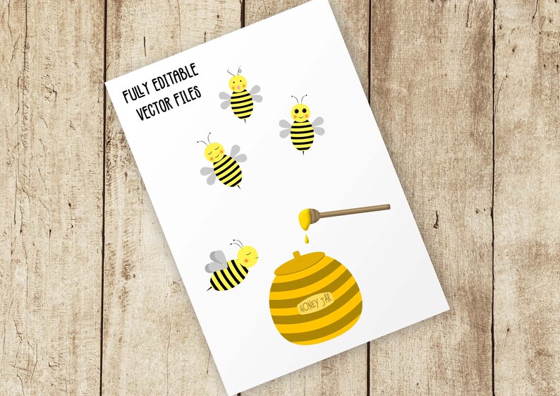 Separate Png and EPS Files Instant Download Commercial Use OK. High Resolution 300ppi Buzzy Bee Clip Art Set