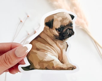 Pug Puppy Sticker | Dog Sticker | Puppy Sticker | Waterproof Sticker | Laptop & Water Bottle Sticker | Best Friend Sticker | Small Gifts