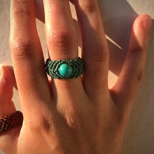 Macrame Ring with Turquoise Stone (6 colors!)