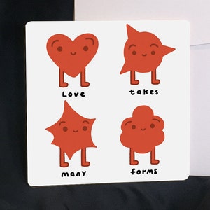 Love takes many forms - Affirmation Postcards - Positive Postcards - Square shape