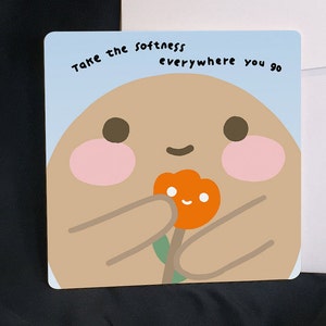 Stay tender - Square Affirmation Postcard - Positive Boba Bubble Tea Postcard
