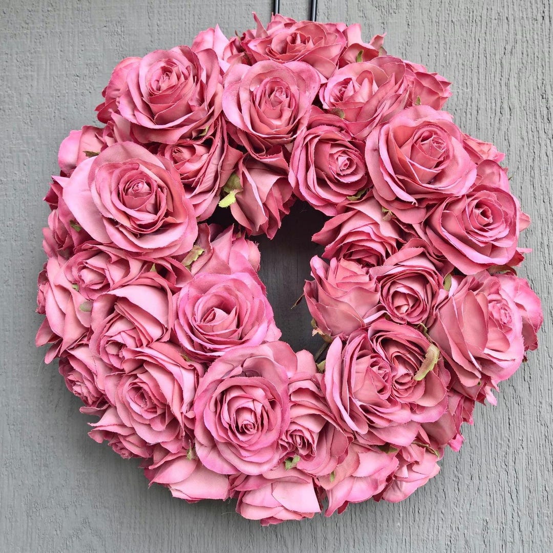 Spring Wreath With Pink Roses, Wedding Decor, Pink Spring Wreath, Gift ...