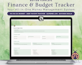 Notion Budget Tracker Template | 50/30/20 Budget Planner | Debt Payoff Tracker | Expense Log | Personal Finance Notion Template | NT003