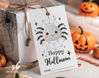 Etiquetas imprimibles de Halloween / 8 etiquetas de regalo no editables / Etiquetas para bolsas de golosinas para aula, preescolar y guardería / Descarga instantánea / HAL013
