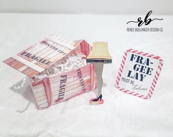 Funny Lamp Elf Setup Printable | Fragile Box & Lamp with Sign | Holiday Elf Scene | Christmas Printable Prop Set | ELF025