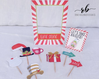 Elfie Selfie Station Printable | Christmas Elf Activity | Elf Photo Booth Props & Frame | Instant Download Holiday Idea | ELF006