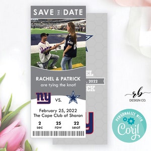 Football Save the Date, Choose your team, Rival Team, Football Custom Ticket, Wedding Save the Date, Sports Save the Date, Sports Fan Couple