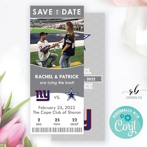 Fußball Save the Date, Wählen Sie Ihr Team, Rivalisierendes Team, Fußball Custom Ticket, Hochzeit Save the Date, Sport Save the Date, Sport Fan Paar