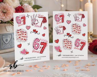 6–7 Valentine Stickers | Cute Valentine Sticker Set | Six Seven Love Stickers | Valentine Gift Stickers | Planner & Gift Decor | VAL005