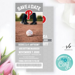Baseball Save the Date, Wählen Sie Ihr Team, jedes Team, Baseball Custom Tickets, Hochzeit Save the Date, Sport Save the Date, Sport Fan Paar