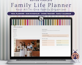 Notion Family Planner Template | Family Life Dashboard | Chore Tracker | Meal Planner | Kids Schedule | Family Organizer Notion | NT004