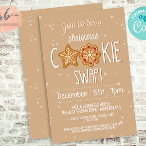 Christmas Cookie Swap, Christmas Cookie Exchange, Cookie Swap, Gingerbread Cookie Party, Xmas Cookie, Invitation Template,Instant Download