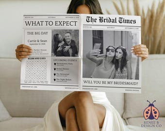 Bridesmaid Proposal Newspaper Template | Will You Be My Bridesmaid | Editable Canva Template | Bridal Party Proposal | Printable 4 Sizes