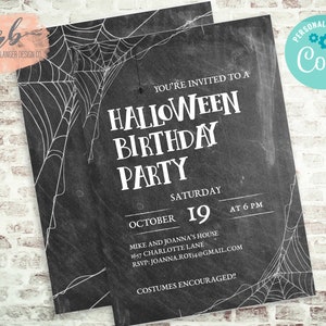 Halloween Birthday Party Invitation, Birthday Party Invitation Template, Adult Costume Party Invitation, Halloween Kids invitation, Editable