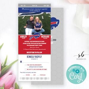 Fußballeinladung, Wählen Sie Ihr Team, Rival Team, Custom Fußballticket, Hochzeitseinladung, Sportticketeinladung, Sportfanpaar