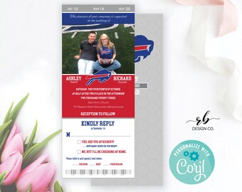 Football Invitation, Choose your team, Rival Team, Football Custom Ticket, Wedding Invitation, Sports Ticket Invitation, Sports Fan Couple