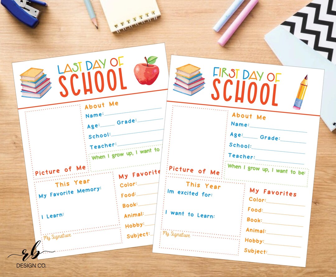 First and Last Day of School Printable, Back to School Questionnaire ...