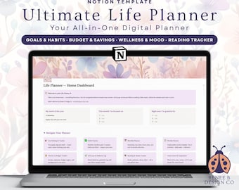 Notion Life Planner Template | Digital Planner | Goal Tracker | Habit Tracker | Wellness | Finance | Vision Board | NT002
