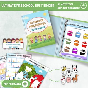 Ultimate Preschool Busy Book Binder | 33 Activities | 82 Pages | Printable Learning Binder for Toddlers & Preschoolers WB002