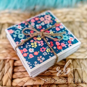 Ceramic Coasters, Set of 4 Coasters, Multicolor flowers, Housewarming Gift, Christmas Gift, Birthday Gift, Gifts under 30, Yankee Swap Gift