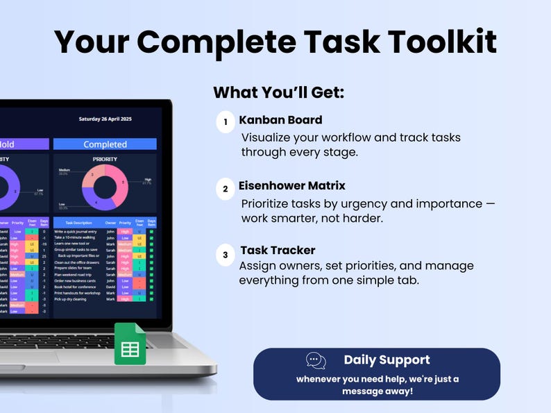Kanban Board Task Manager | Visual Google Sheets Task Tracker for Teams ...