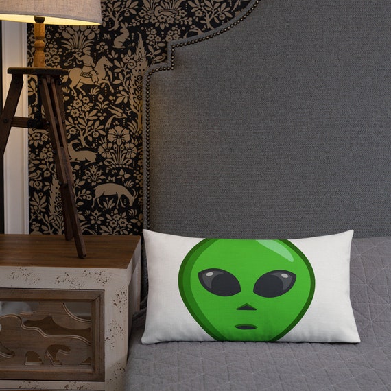 Alien Head Emoji Pillow Alien Face Throw Pillow Alien Pillow Alien